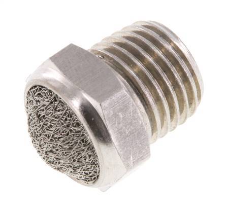[P2B9B] Kompakter Edelstahl-Pneumatikschalldämpfer NPT 1/4'' 1.4301 Drahtgeflecht