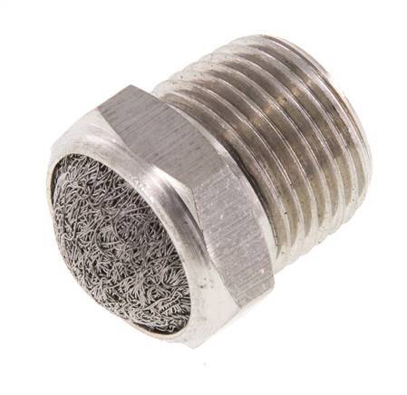 [P2B9C] NPT 3/8'' Edelstahl-Kompakt-Pneumatikschalldämpfer 1.4301 Drahtgeflecht