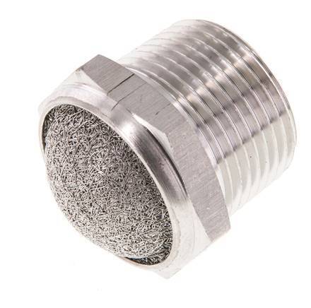 [P2B9E] Silenciador Neumático Compacto de Acero Inoxidable NPT 3/4'' 1.4301 Malla Metálica