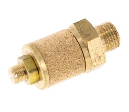 [P2BCE] G1/8'' Brass Flow Control Muffler With Lock Nut