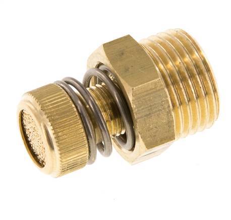 [P2BCA] G1/2'' Brass Flow Control Muffler With Knurled Screw