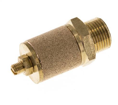 [P2BCG] G3/8'' Brass Flow Control Muffler With Lock Nut