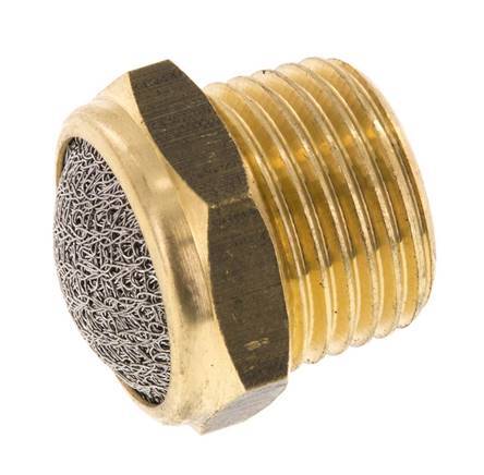 [P2B8Z-X2] NPT 1/2'' Brass Compact Pneumatic Muffler 1.4301 Wire Mesh [2 Pieces]