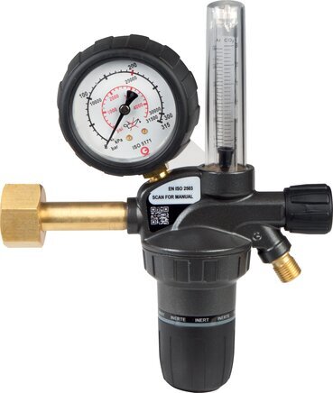 [M27YV] CO2 (Kooldioxide) En Argon Drukregelaar 200 Bar Tot 0-30 L/Min W21.8x1/14 Vrouwelijk