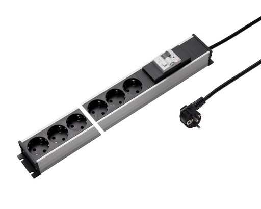 [E3JY4-X10] Martin Kaiser Regleta 6 tomas 16A Interruptor automático 3m de cable (Enchufe Europeo) - 1339ZL6L-SW3 [10 Piezas]