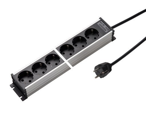 [E3K24-X10] Martin Kaiser Aluminium Power Outlet Strip 10-Way 45 Degrees With Cable (European Socket) - 1302KZL10SW15 [10 Pieces]
