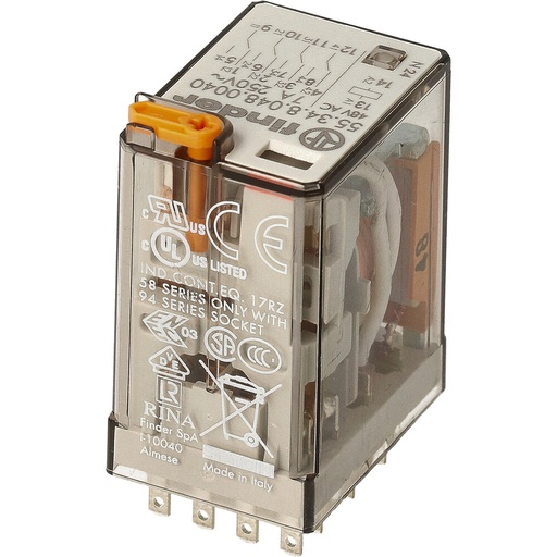 [E3T7V] Finder 55.34 Industrial 4CO Relay 7A 48VAC - 55.34.8.048.0040