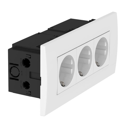 [E3TFZ] Triple Socket Module 45 Wall Unit Pure White (European Socket) - 6119414