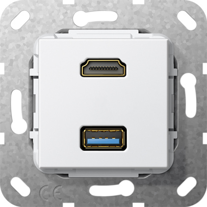 [E3TJC] Gira Hdmi Usb 3.0 Typ A Breakout Kabel Einspeisung Rein Weiß - 567903