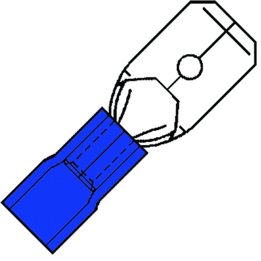 [E3TSM] Connecteur À Fourche Femelle Isolé 6.3mm Nylon Bleu - 152090 [100 Pièces]