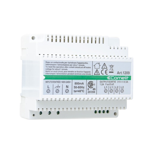 [E3TTG] Comelit 1209 Simplebus2 Kit Vidéo Alimentation 33VDC - 1209