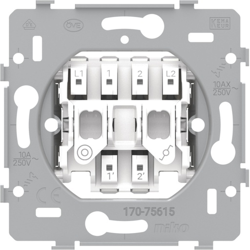 [E3TWN] Niko Double Switch Base Two Way Plus Push Button 10A - 170-75615