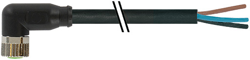 [E3U3D] M8 Female Sensor Cable 90 Degree 5M PUR Black - 7000-08101-6310500