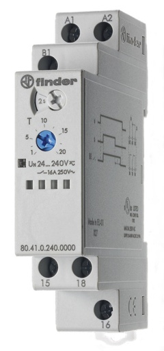 [E3U9J] Finder 80.41 Zeitrelais 16A 24-240V AC/DC Ausschaltverzögerung - 80.41.0.240.0000