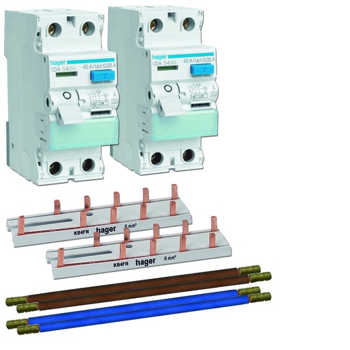 [E3UDT] Hager VKS15S Dual RCD Circuit Breaker Extension Set 40A - VKS15S