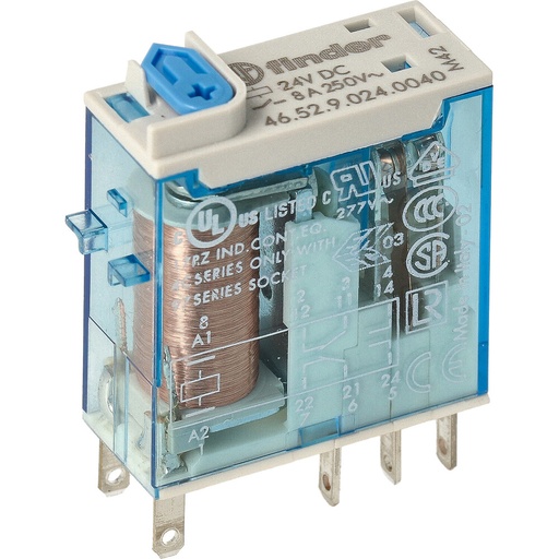 [E3UJJ] Finder 46.52 Mini Industrial Relay 8A 24VDC 2CO - 46.52.9.024.0040