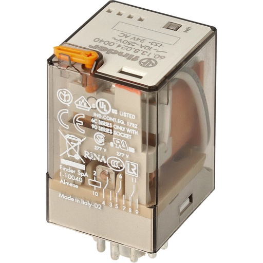 [E3URA] Finder 10A Industrielles Steckerrelais 24VAC 3CO AgNi - 60.13.8.024.0040