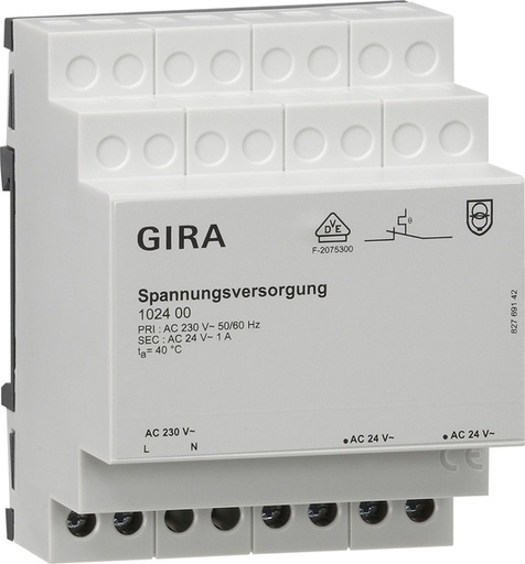 [E3USQ] Gira AC 24V 1A Voeding Voor Weerstation DIN - 102400
