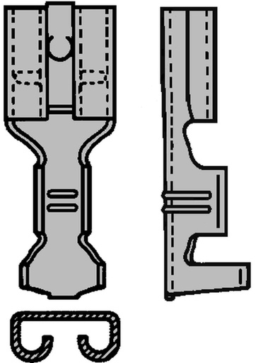 [E3UVF] Niet Geïsoleerde F Crimp Terminal 6.3x0.8mm 1.0-2.5mm2 - 210390 [100 Stukken]