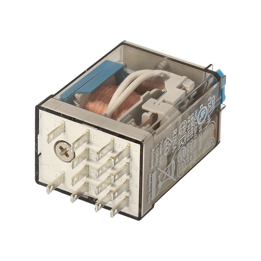 [E3UYC] Finder 55.34 Relé Industrial 4CO 7A 12VDC Con Pulsador De Prueba - 55.34.9.012.0040