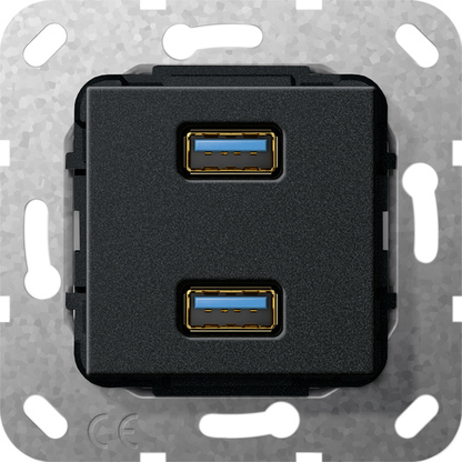 [E3UYZ] Gira Usb 3.0 Doble Puerto Cambiador De Género Negro - 568410