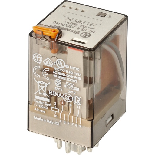 [E3V8M] Finder 3-Poliges Industrielles Relais 10A 230VAC Mit Testtaste - 60.13.8.230.0040
