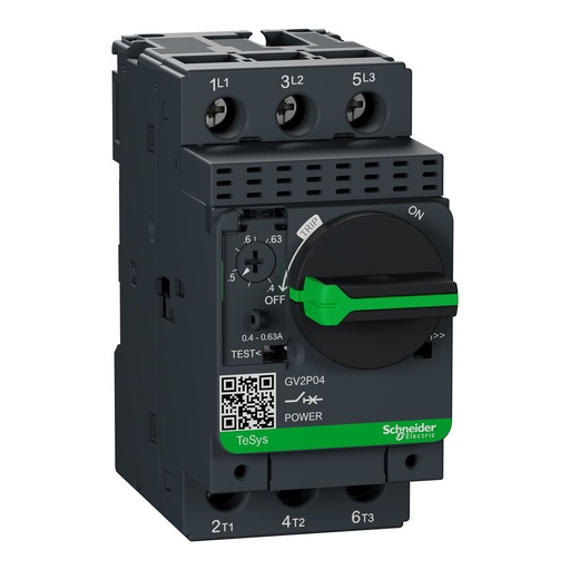 [E3VBU] Schneider TeSys GV2P04 Motor Circuit Breaker 0.4-0.63A - GV2P04