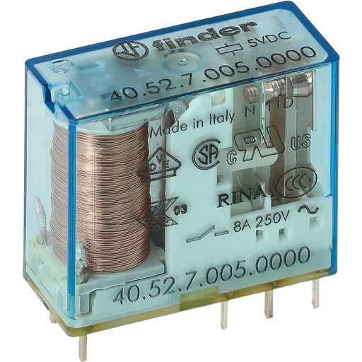 [E3VM6] Finder 40.52 PCB Relay 5VDC 8A Dual CO Contact - 40.52.7.005.0000