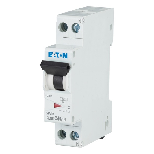 [E3VN3] Eaton PLN6 40A Enkelpolige Plus Neutraal MCB C-Curve - 263178