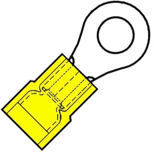 [E3VWZ] Terminal De Anillo Aislado M6 4-6mm² Nylon Amarillo - 156485 [100 Piezas]