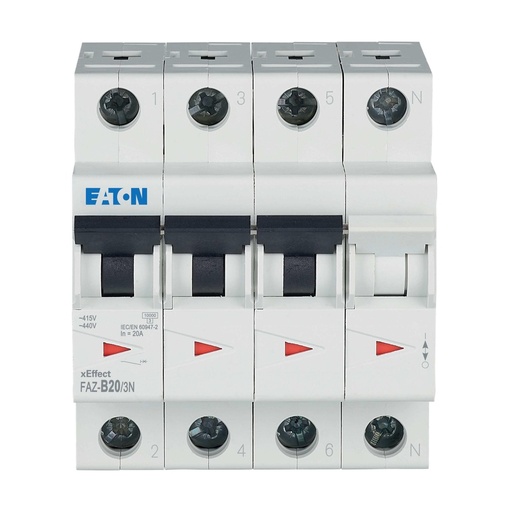[E3VZ7] Eaton Faz 3P+N Mcb Aardlek 20A B-Curve 15kA - 278950