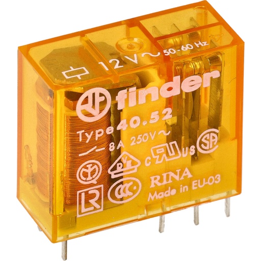 [E3WCA] Finder 40.52 Relé PCB 12VAC 2CO 8A AgNi - 40.52.8.012.0000
