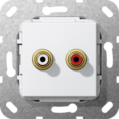 [E3WDF] Gira Audio RCA Solder Connection Base Insert White - 563203