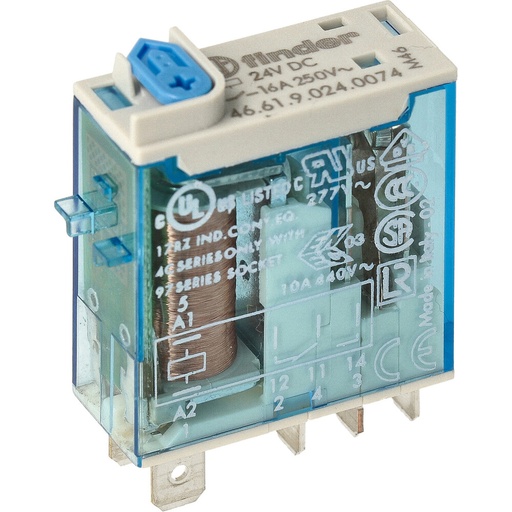 [E3WN3] Relais Miniature Industriel 16A 24VDC Avec LED Et Bouton De Test - 46.61.9.024.0074