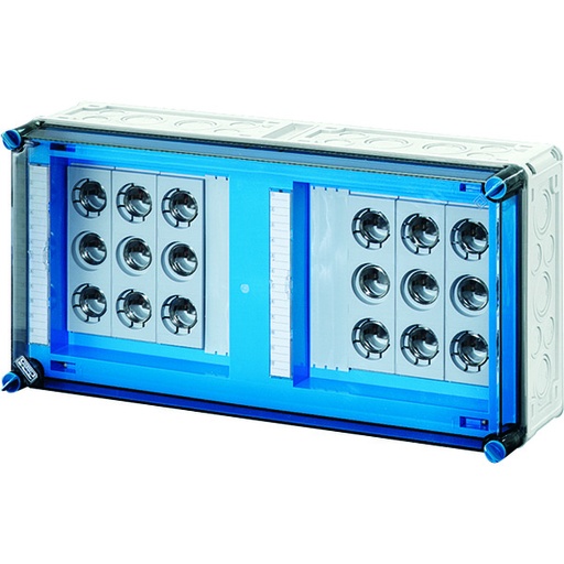 [E3WR3] Hensel Mi 6x63A Zekeringkast IP65 Met 250A 5-Poolse Rail - Mi 3480