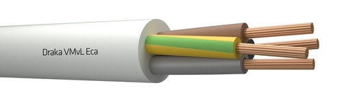 [E3WWS] Draka Vinyl Cable 4G1.5mm² Class 5 White Eca - 803874 [100 Meters]