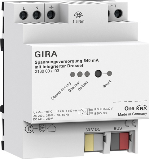 [E3XG4] Gira One KNX Power Supply 640mA With Integrated Choke - 213000