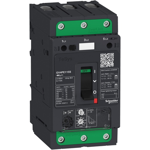 [E3XNW] Disjoncteur De Circuit De Moteur TeSys GV4 115A 50kA 3P - GV4PE115N