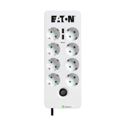 [E3XWM] Eaton Protection Box 8 DIN Surge Protector With USB (European Socket) - PB8TUD
