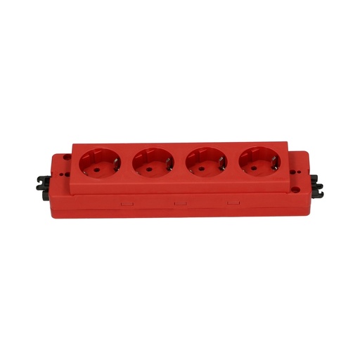 [E3XZ9] 4-Socket Power Block 230V With GST Connection Red (European Socket) - 79.55.009