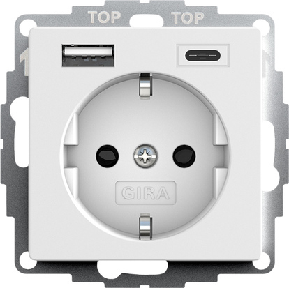 [E3XYW] Gira System 55 Dual USB Wall Socket With Child Protection - 245927