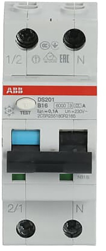 [E3XZN] ABB DS201 Single Phase RCBO 16A 100mA 6kA B Curve - 2CSR255180R2165