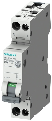 [E3XZG] Siemens 5SL6 C6A Circuit Breaker 230V 6kA 1P+N - 5SL60067KL