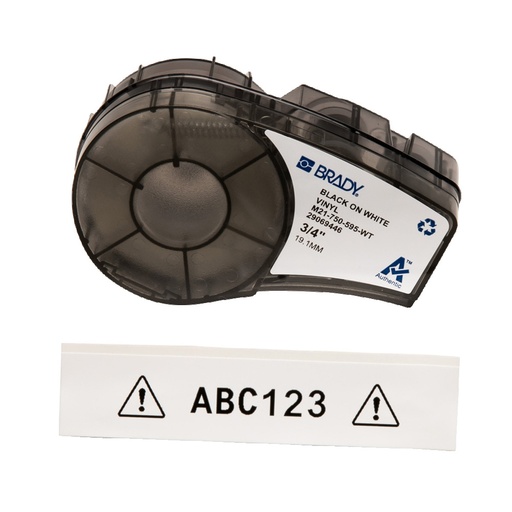 [E3Y2R] Brady M211 Weiße Vinyl Etikettierband 19mm X 6.4m Schwarzer Druck - 142797