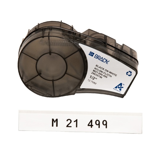 [E3Y2T] Brady M21 B499 Nylon Label Tape 12.7mm x 4.8m Black White - 110894