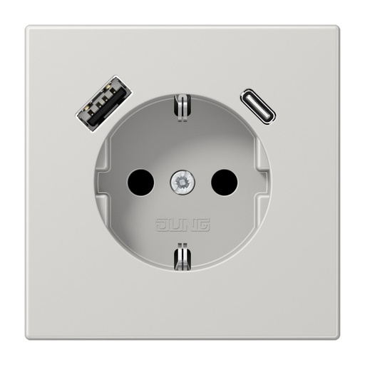[E3Y4A] Jung LS990 Wandsteckdose Mit Doppelten USB A C Ladeanschlüssen (Europäische Steckdose) - LS1520-15CALG