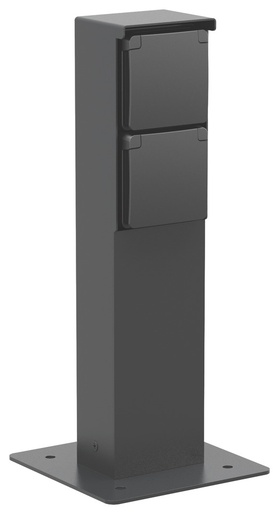 [E3YBQ] Niko Hydro Toma Doble Exterior Poste De Jardín IP55 Negro (Enchufe Europeo) - 761-36925
