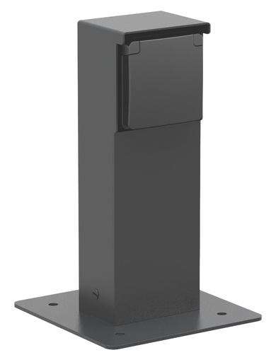 [E3YBR] Black Outdoor Socket Post With Ground Plate IP55 - 761-36915