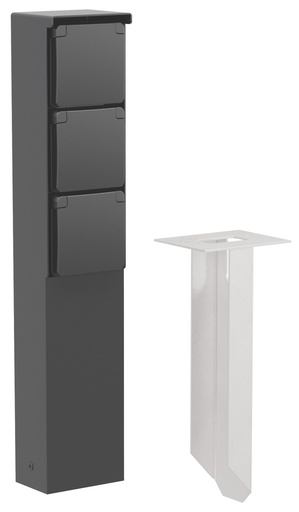 [E3YBS] Extérieur Ip55 Prise Triple Poteau De Jardin Avec Piquet De Terre (Prise européenne) - 761-36835