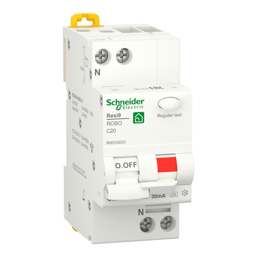 [E3YCX] Schneider Resi9 RCBO 1P+N 20A C-Curve 30mA 6kA - R9D55620